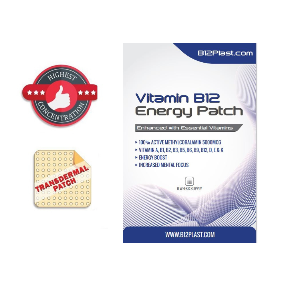 B12Plast Transdermal Vitamin B12 Patch 5000mcg plus 10 Essential Vitamins